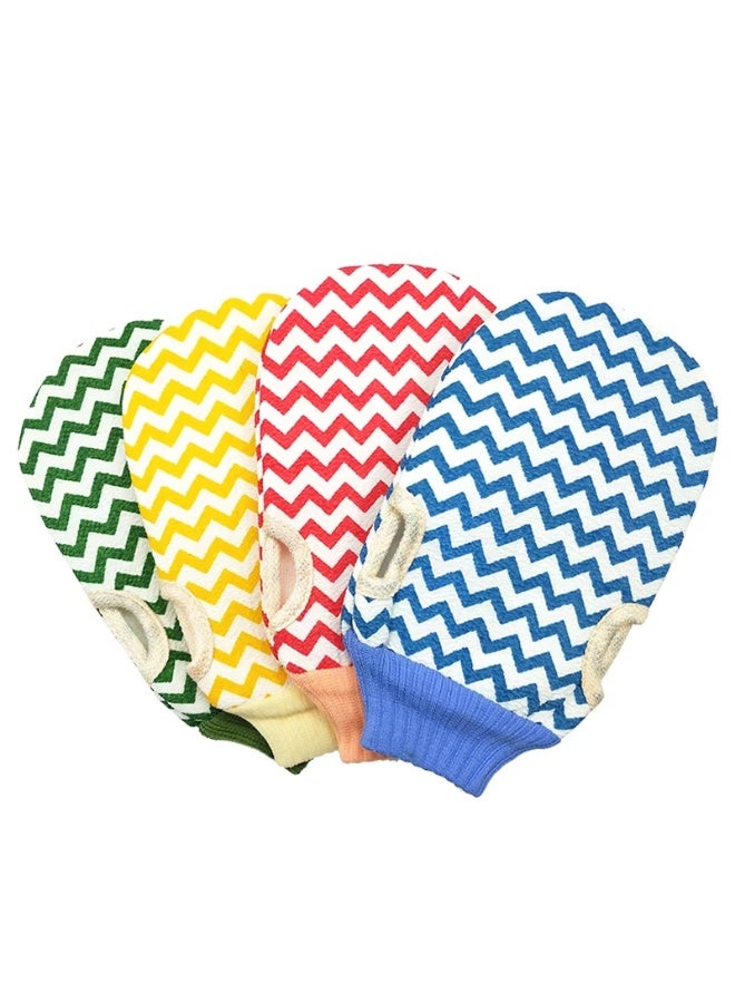 ٤ قطع قفاز تقشير الجسم احترافي لإزالة الجلد الميت – ليفة استحمام لعلاج جلد الوزة وتنظيف المسام بعمق - Image 1